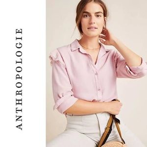 NWOT Anthropologie Cloth and Stone pink Ruffle Blouse
